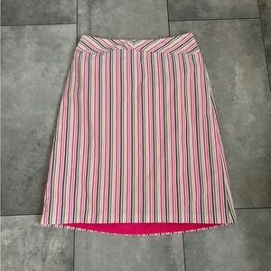 J. Crew pink striped pencil skirt knee length size 2